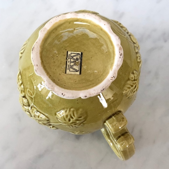 New VTG Mustard Yellow/Green Water Pitcher Bowl Cluster of Grapes Made in Japan - Picture 9 of 12